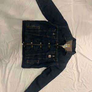 Carhartt fleece-lined blue denim jacket